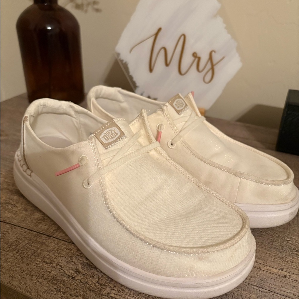 Hey Dude Off-White Sparkly Casual Shoes